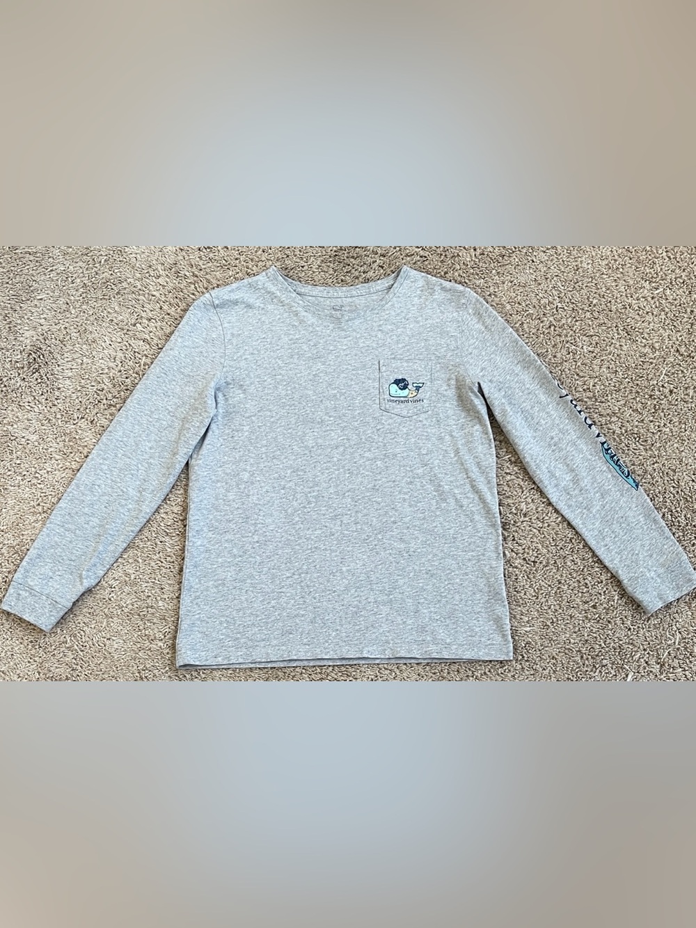 Vineyard Vines girls long sleeve grey Halloween glow in the dark t-shirt XL